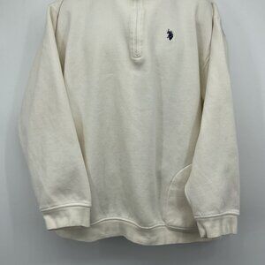 U.S. Polo Assn 2XL Cream Quarter-Zip Pullover Sweatshirt